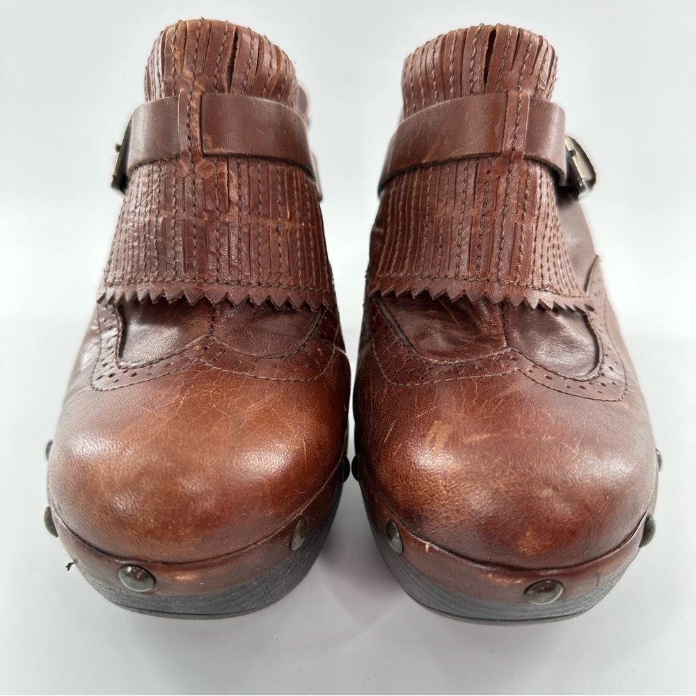 New Carlos clogs size 9.5 Dia brown leather chunky platform clogs vintage y2k - Picture 3 of 13